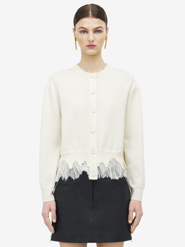 ALEXANDER MCQUEEN - Cobweb Lace Shrunken Cardigan - Item 829289Q1BC892